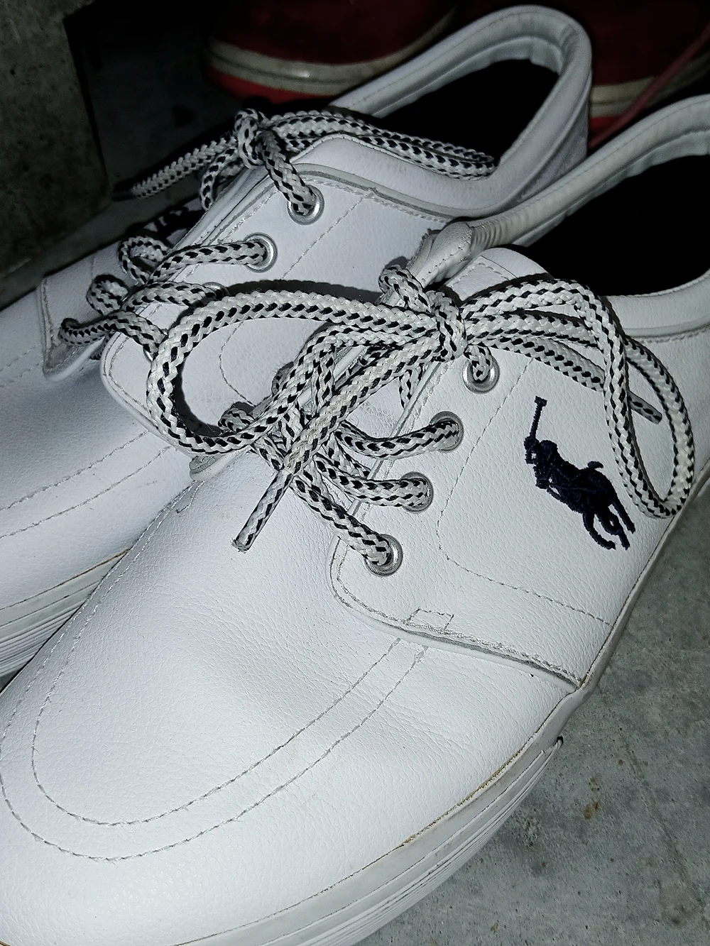 Polo by Ralph Lauren White Leather Sneakers with Navy Pony
